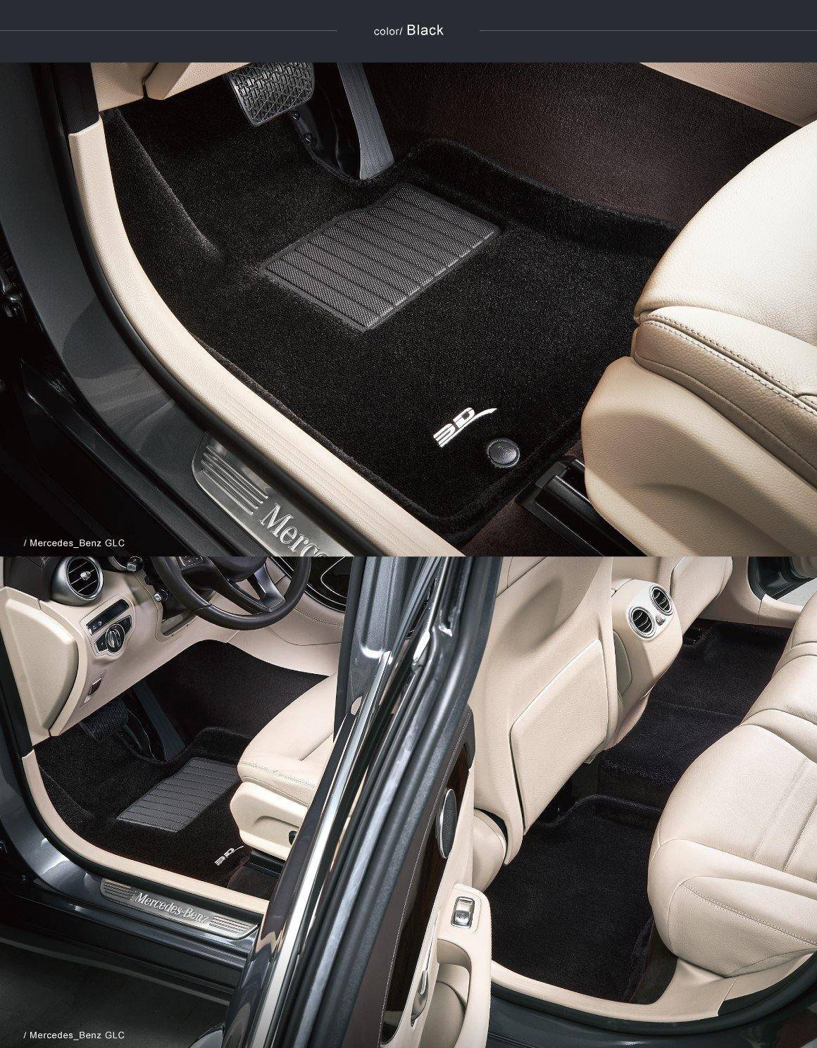 JXAUTO 3D TPE Floor Mats For Mercedes-Benz C-Class Sedan (2015-2021) – All-Weather Black